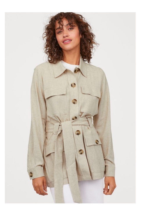 H&M Jackets & Blazers - H&M • Stylish Linen Look Belted Utility Jacket - Beige